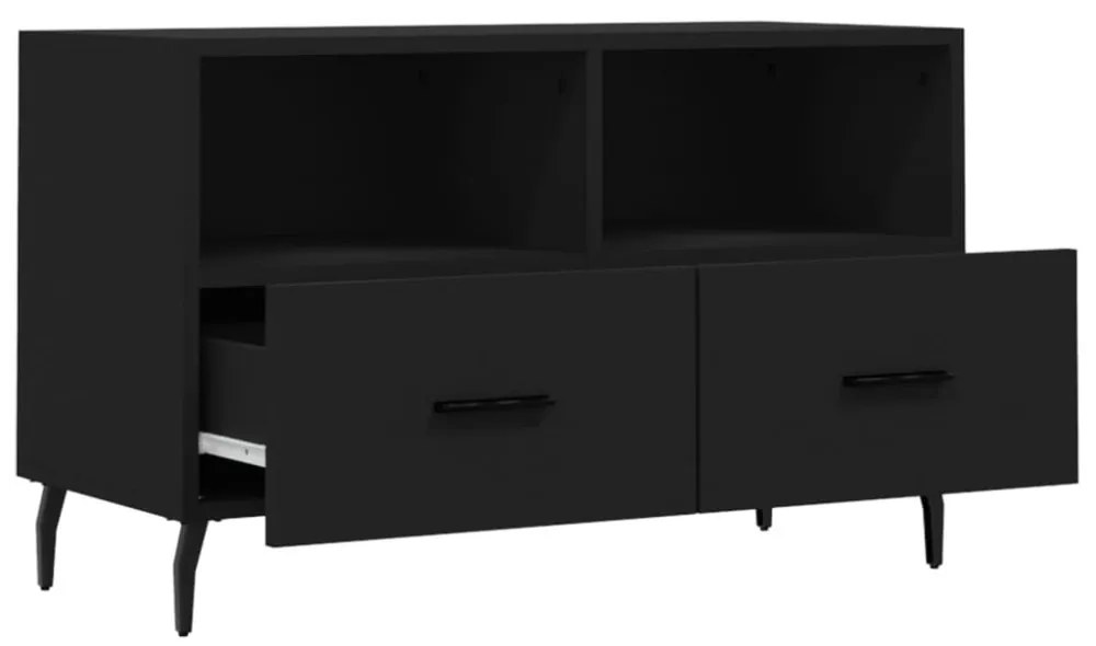 fekete szerelt fa TV-szekrény 80 x 36 x 50 cm