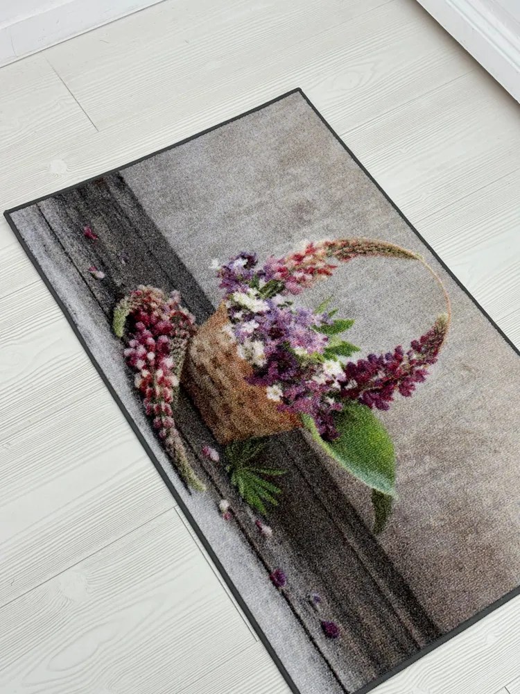 Virágkosár mintás szennyfogó szőnyeg 50x80 cm
