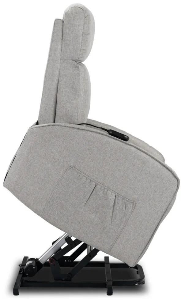 Elektromosan Vezérelhető TV és Relaxfotel Szürke Szövet Kárpittal. Felállást Segítő Funkcióval. COLTON