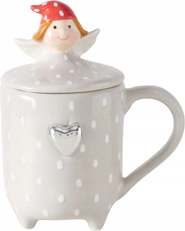 Kerámia Kávés Teáscsésze Fedővel 360 ml Mikulás Ajándék