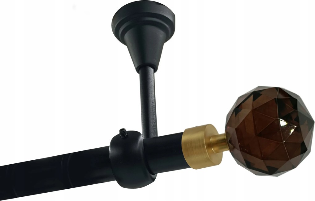 Függönykarnis szimpla Mennyezeti Fém 19mm Fekete 200cm Crystal Brown Kerekek Nélkül
