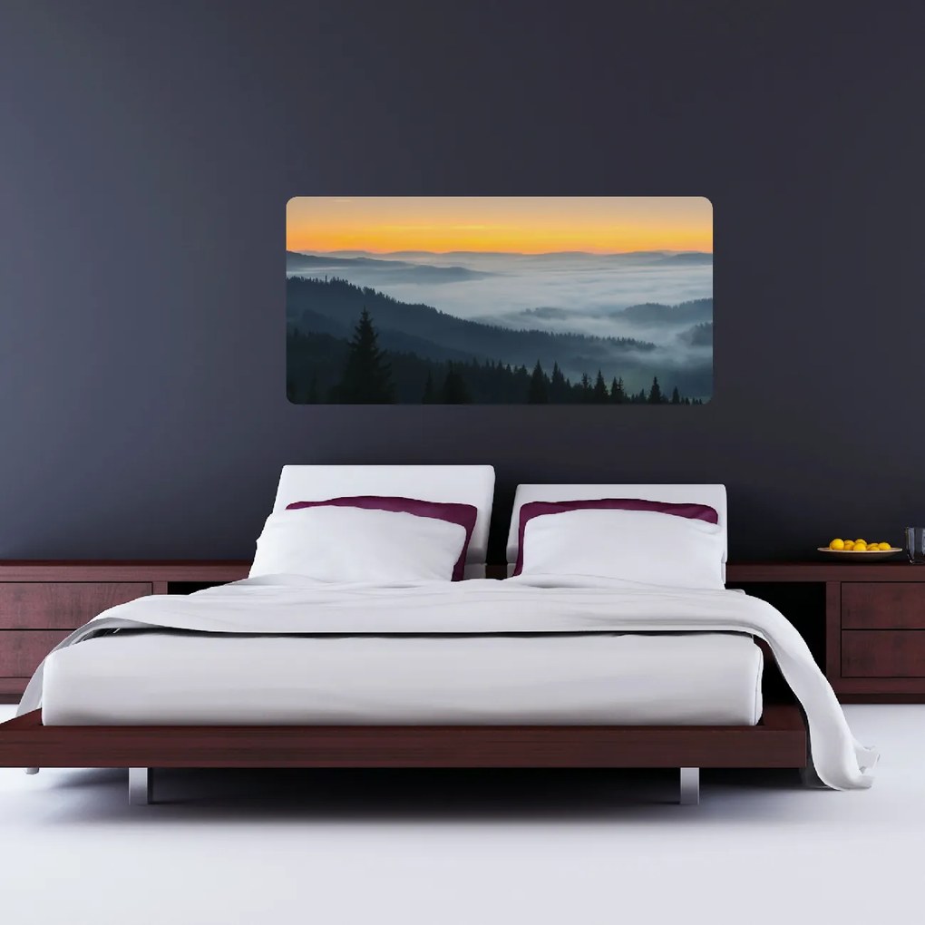 PIPPER. Öntapadós textiltapéta "Napfelkelte a hegyek felett"