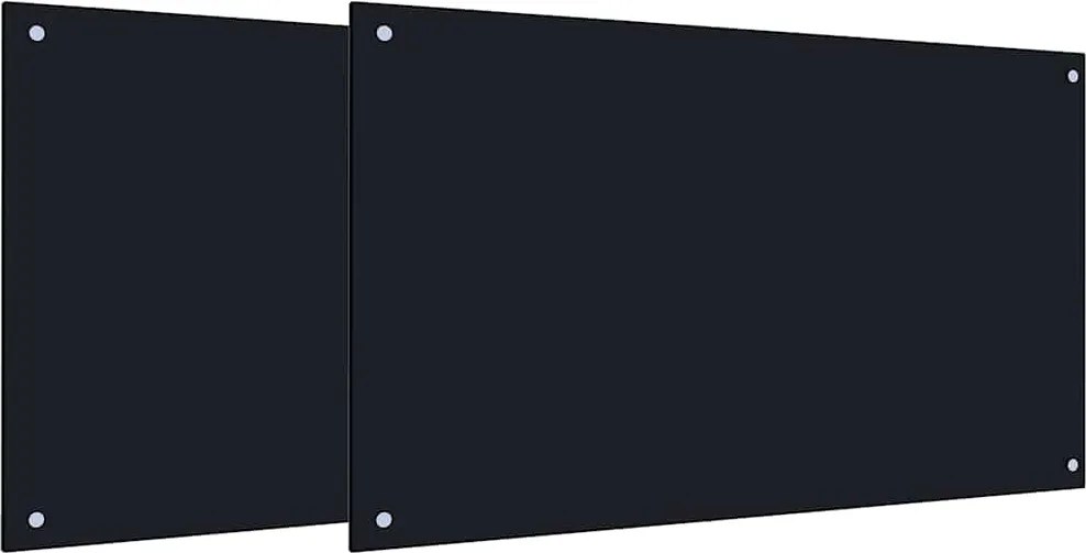 vidaXL Konyhai splashback 2 pcs Fekete 100 x 60 cm edzett üveg