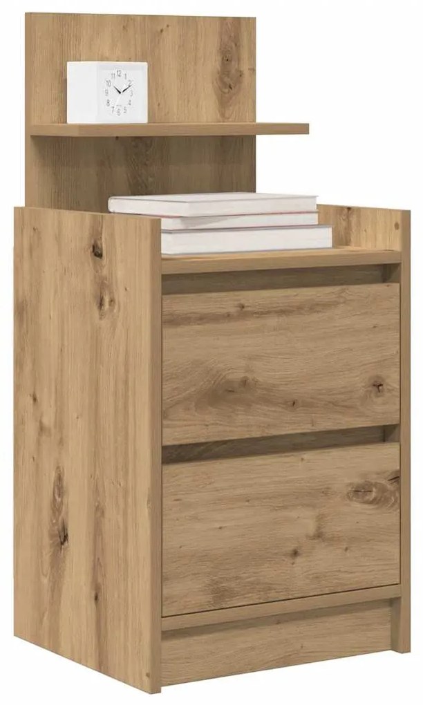 kézműves tölgy színű éjjeliszekrény 2 fiókkal 38x34x80 cm