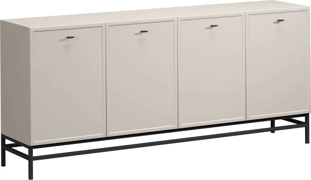Lorini négyajtós komód 200 cm - kasmír / fekete T-bar fogantyúk / fém lábak