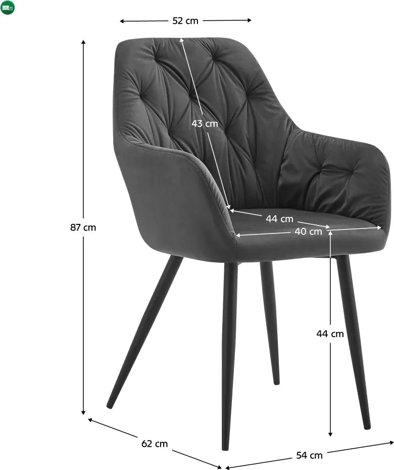 Design fotel, sötétszürke Velvet szövet, VERIO NEW