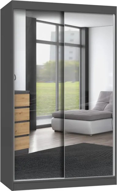 Aldabra IGA 120 A tolóajtós gardróbszekrény 120x61x200, 2 tükörrel, antracit