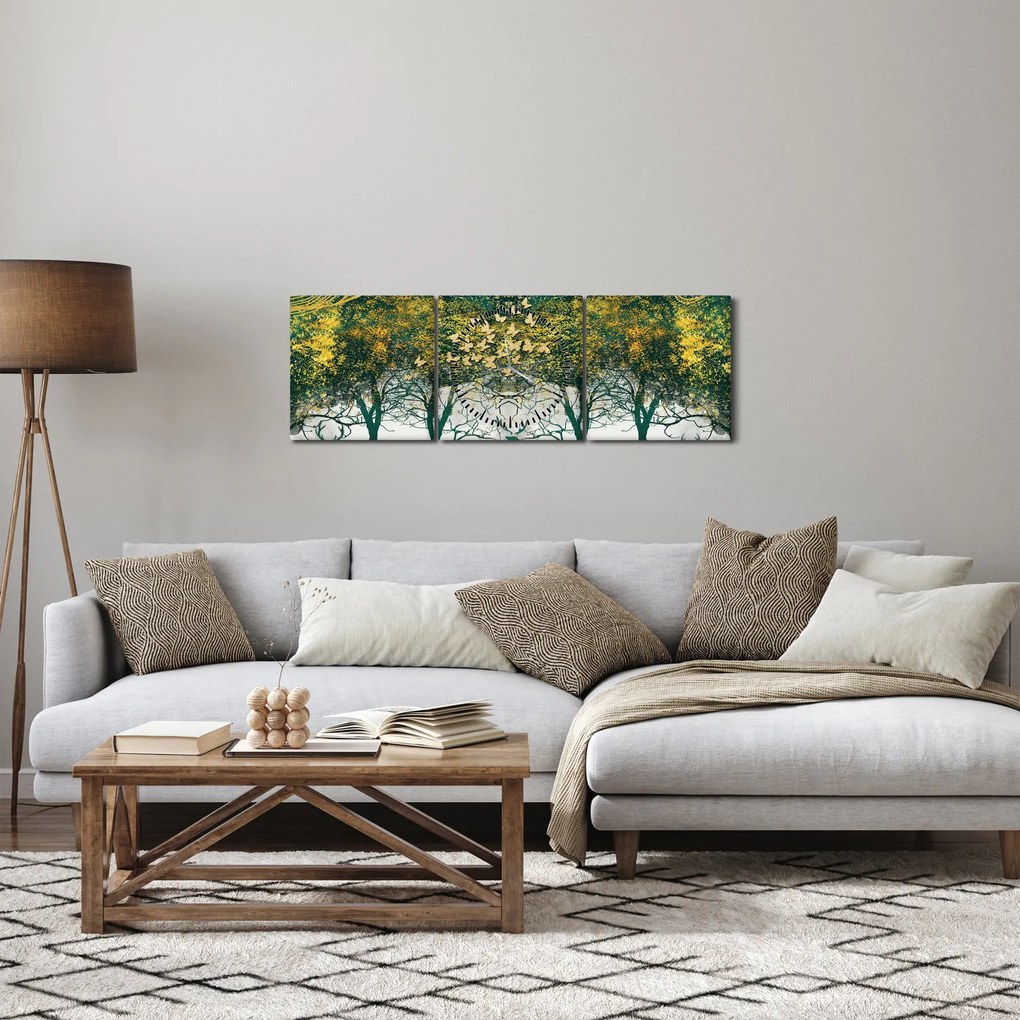 Kép - Szarvas a zöld erdőben (órával) (90x30 cm)