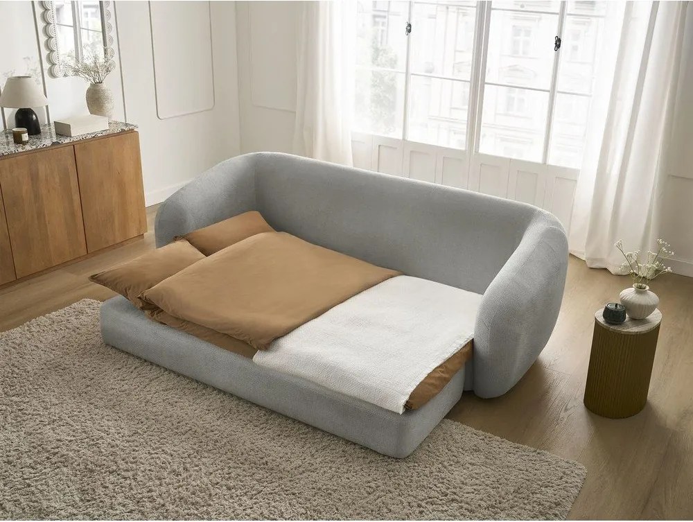 Világosszürke zsenília kinyitható kanapé 228 cm Neyo – Bobochic Paris