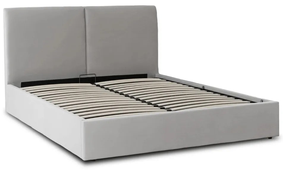 Łóżko 140x200 MARSYLIA Welurowe Kremowe Z Pojemnikiem