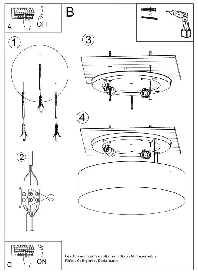 Atis fekete mennyezeti lámpa - Nice Lamps