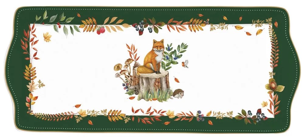 Forest Dream őszi porcelán kínáló tálca 35x15 cm dobozban Easy Life