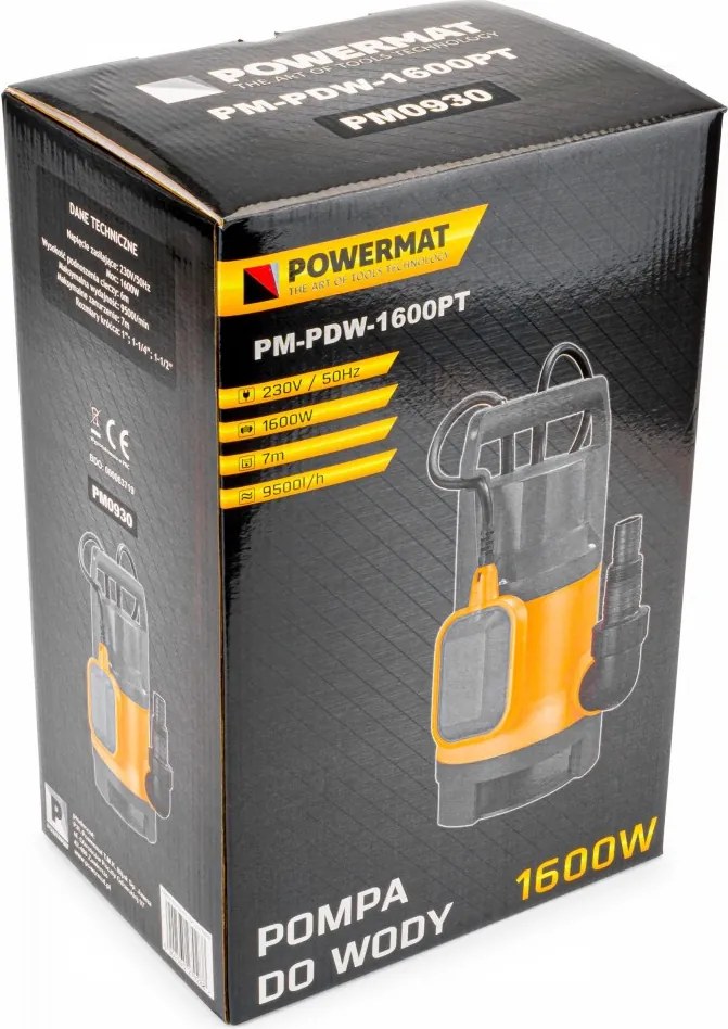 Búvárszivattyú úszóval szennyezett vízhez, 1600W PM-PDW-1600PT