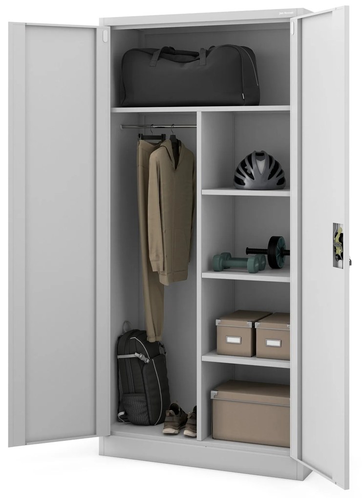 Fém öltözőszekrény DAWID, 900 x 1850 x 450 mm, szürke