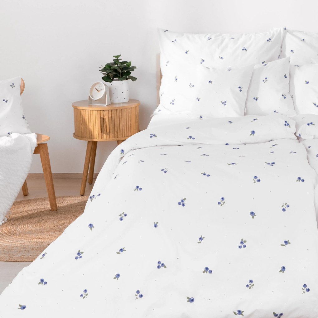 Goldea pamut ágyneműhuzat - áfonya mintás 240 x 220 és 2db 70 x 90 cm