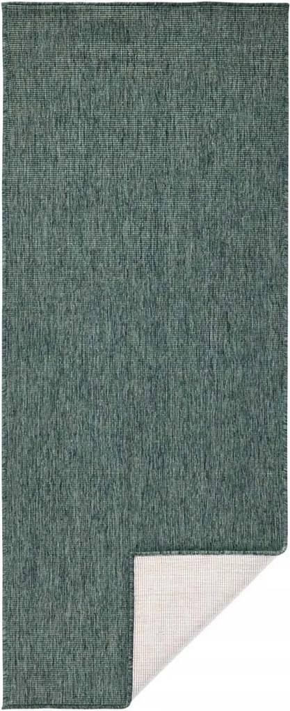 Zöld-krémszínű kültéri szőnyeg teraszra, zsinóros, 80x350 cm