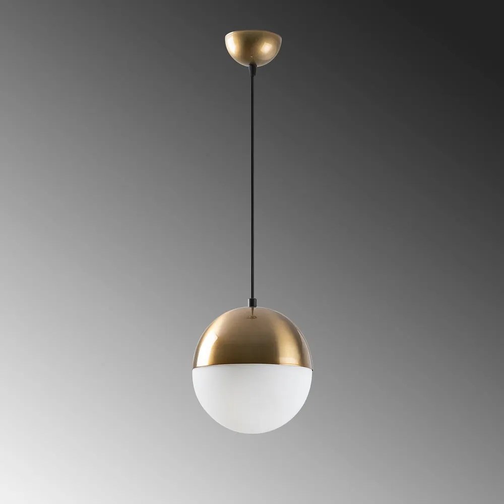 Fehér-aranyszínű függőlámpa üveg búrával ø 20 cm Bastos – Opviq lights