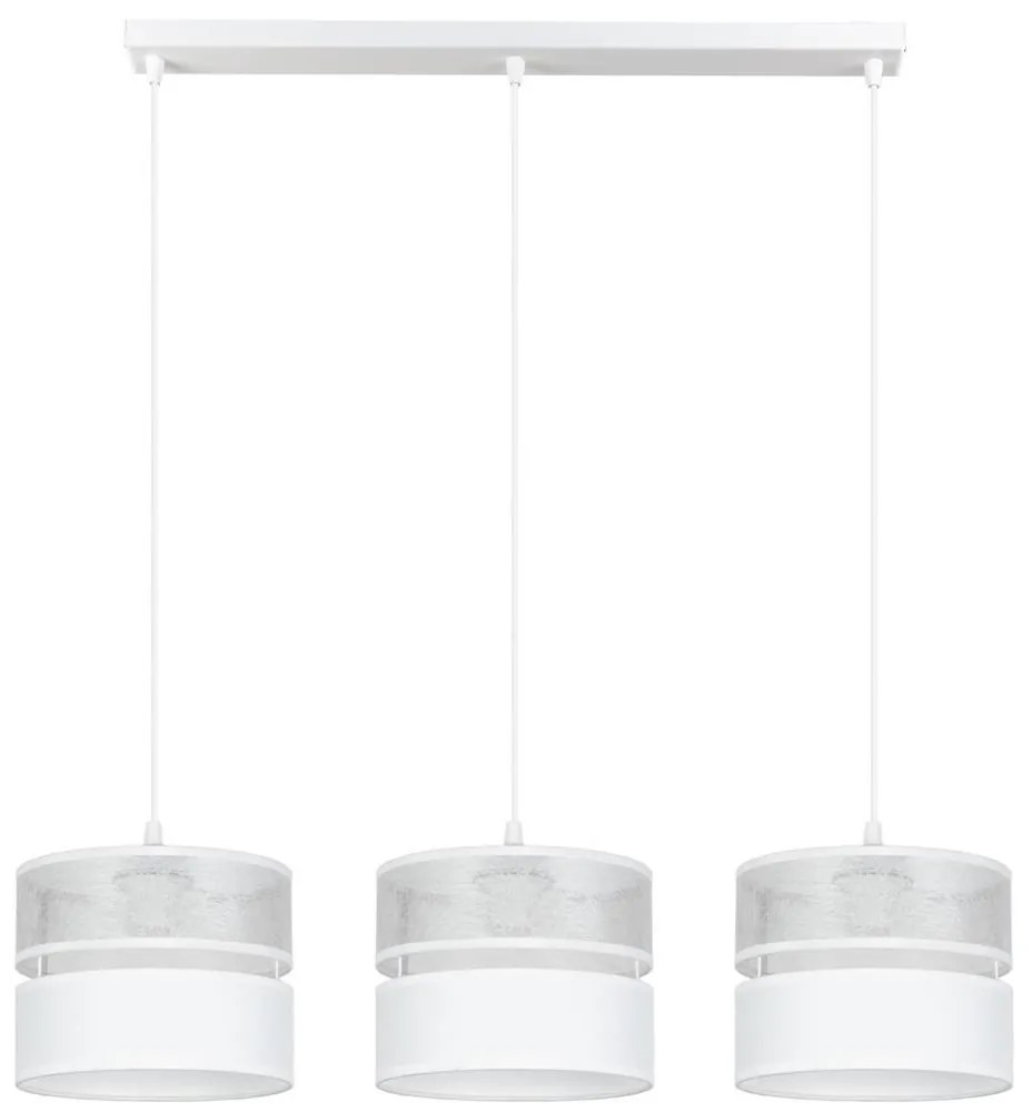 Csillár zsinóron LIMA 3xE27/60W/230V ezüst/fehér