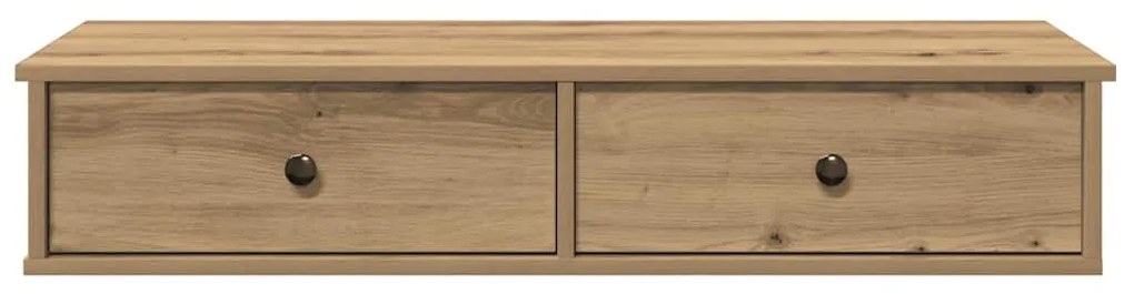 kézműves tölgy szerelt fa falipolc fiókokkal 100 x 37,5 x 19 cm