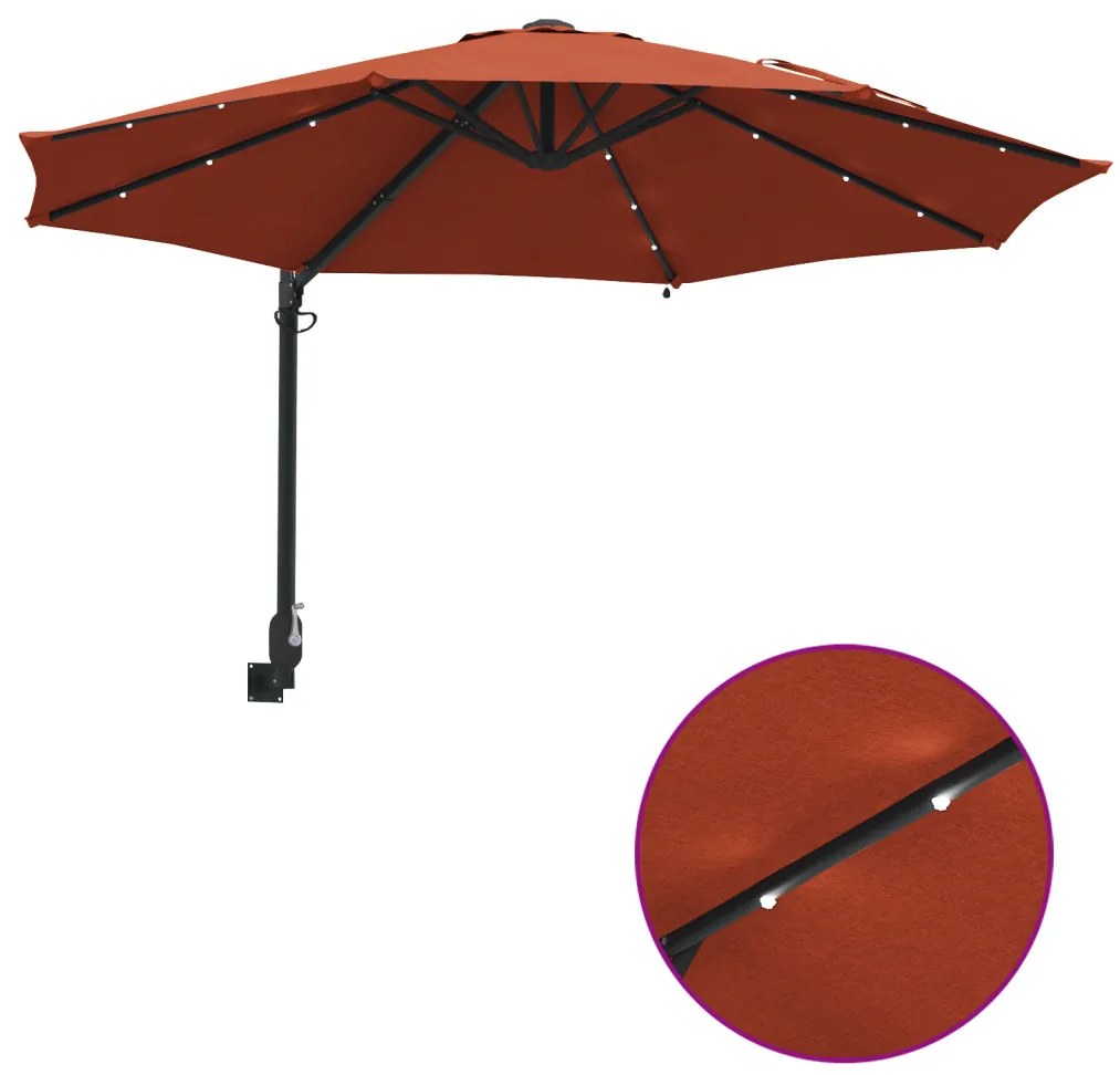 Falra Szerelhető Kert Napernyő LED-del Terrakotta 248 cm
