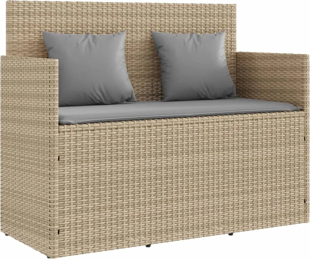 vidaXL bézs polyrattan kerti pad párnákkal
