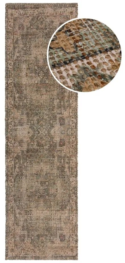 Khaki kézi szövésű jutakeverék futószőnyeg 60x230 cm Selena Jute Traditional – Flair Rugs