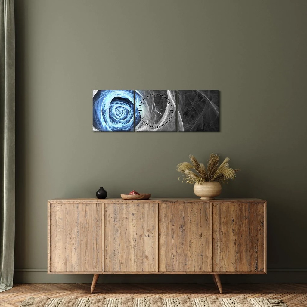 Kép - Absztrakt rózsa kék (órával) (90x30 cm)