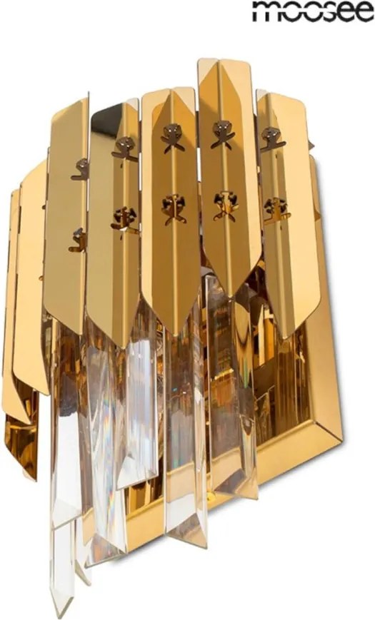 KING HOME MSE010100365 MAJESTIC Kristály Fali Lámpa Fehér, Arany E14 IP20