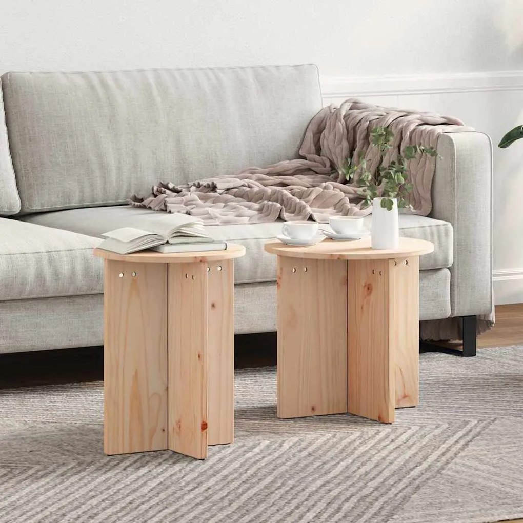Dohányzóasztal 2 pcs Természetes 41.5 x 41.5 x 41 cm