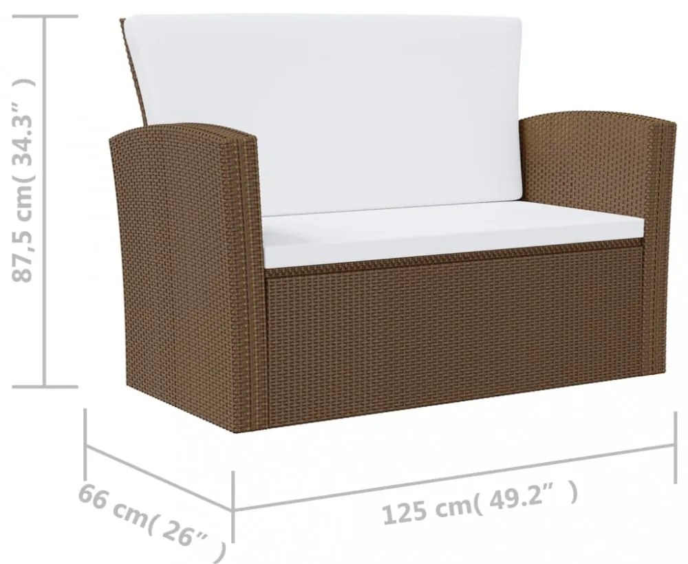 16 részes barna polyrattan kerti ülőgarnitúra párnákkal