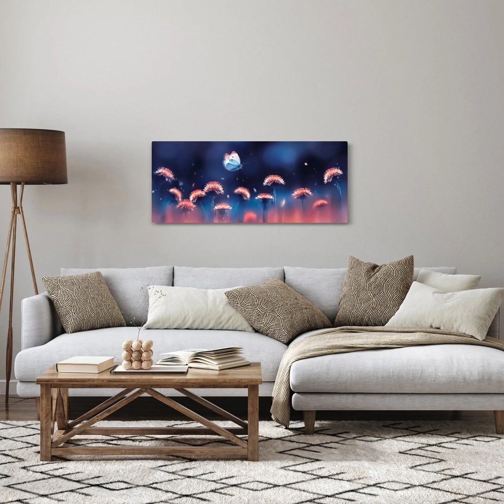 Pitypang képe kék pillangóval (120x50 cm)