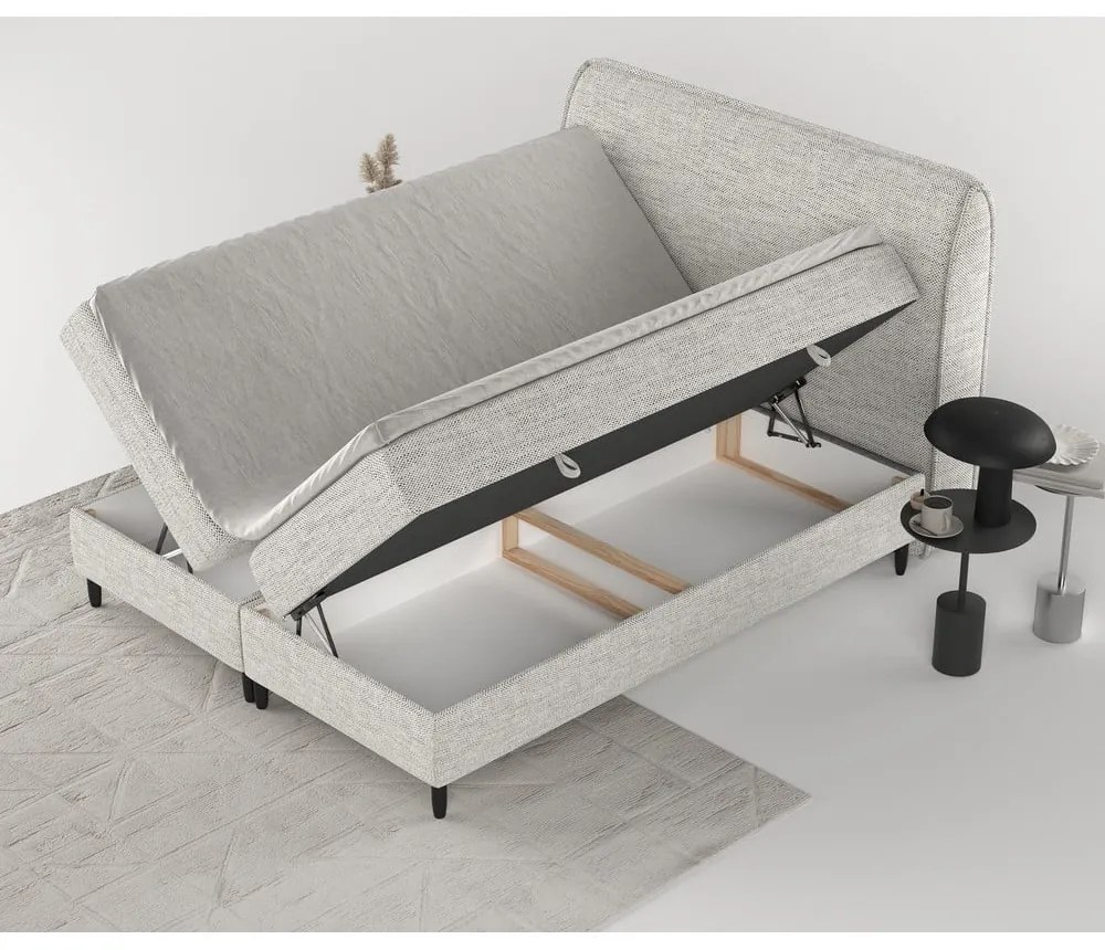 Világosszürke ágyneműtartós boxspring ágy 200x200 cm Melba – Maison de Rêve
