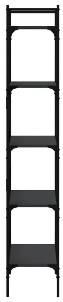 5 szintes fekete szerelt fa könyvespolc 56 x 31,5 x 174 cm