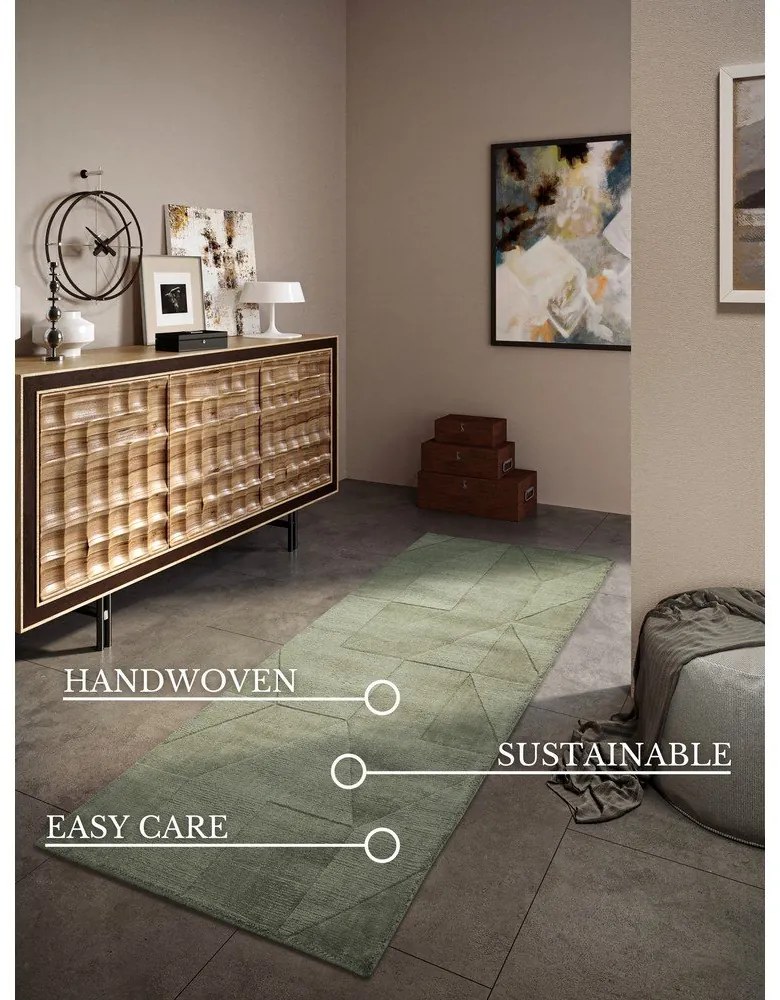 Zöld kézi szövésű gyapjú futószőnyeg 80x250 cm Ursule – Villeroy&Boch