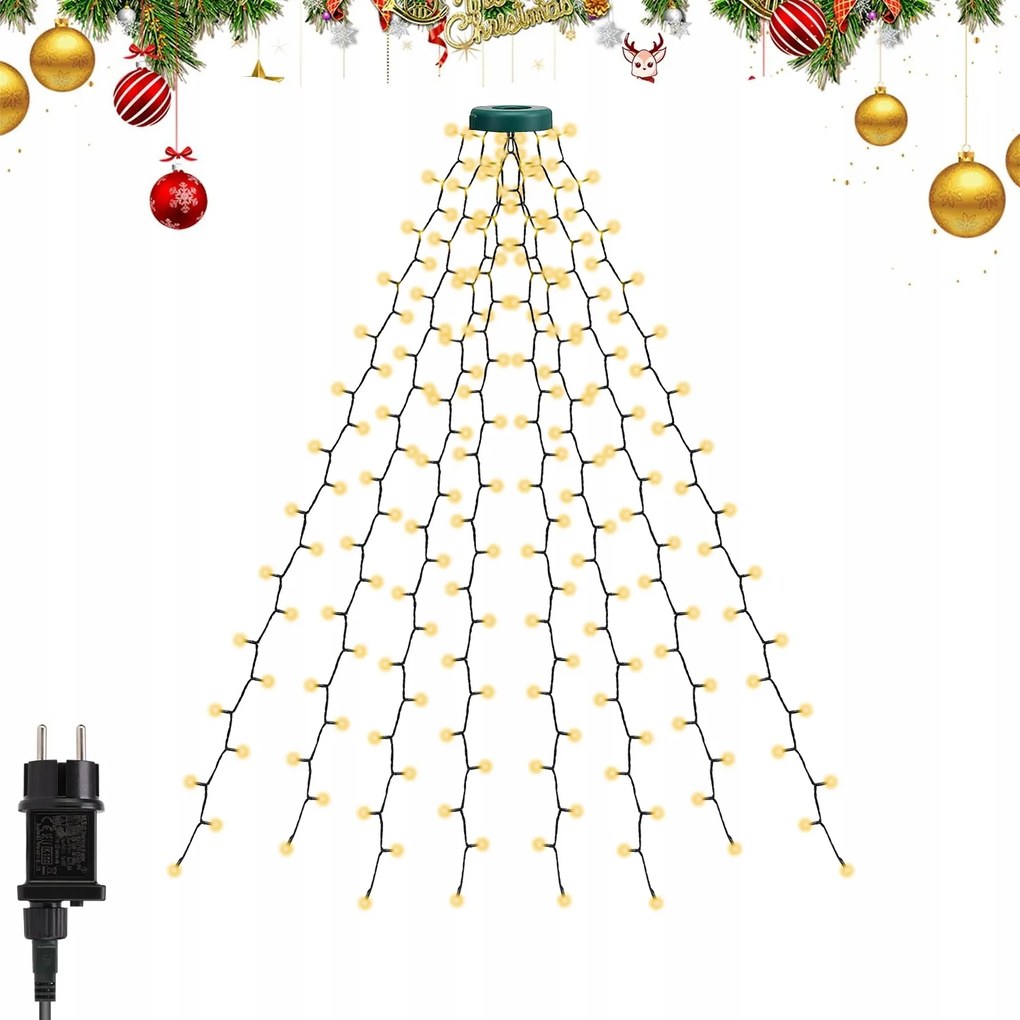 2M Karácsonyfa Lámpa 280LED Fehér Meleg Karácsonyi Világítás Zew/wew