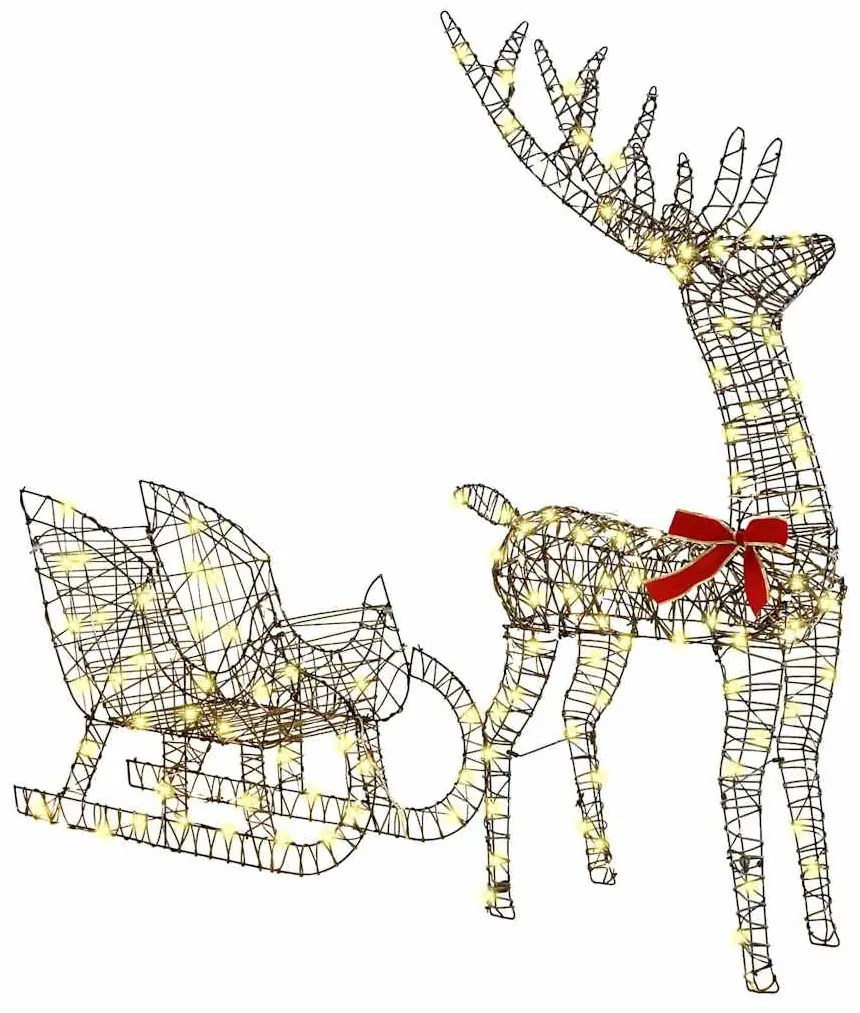 Rénszarvas húzta szán Meleg fehér 70 x 26 x 128.5 cm Rattan