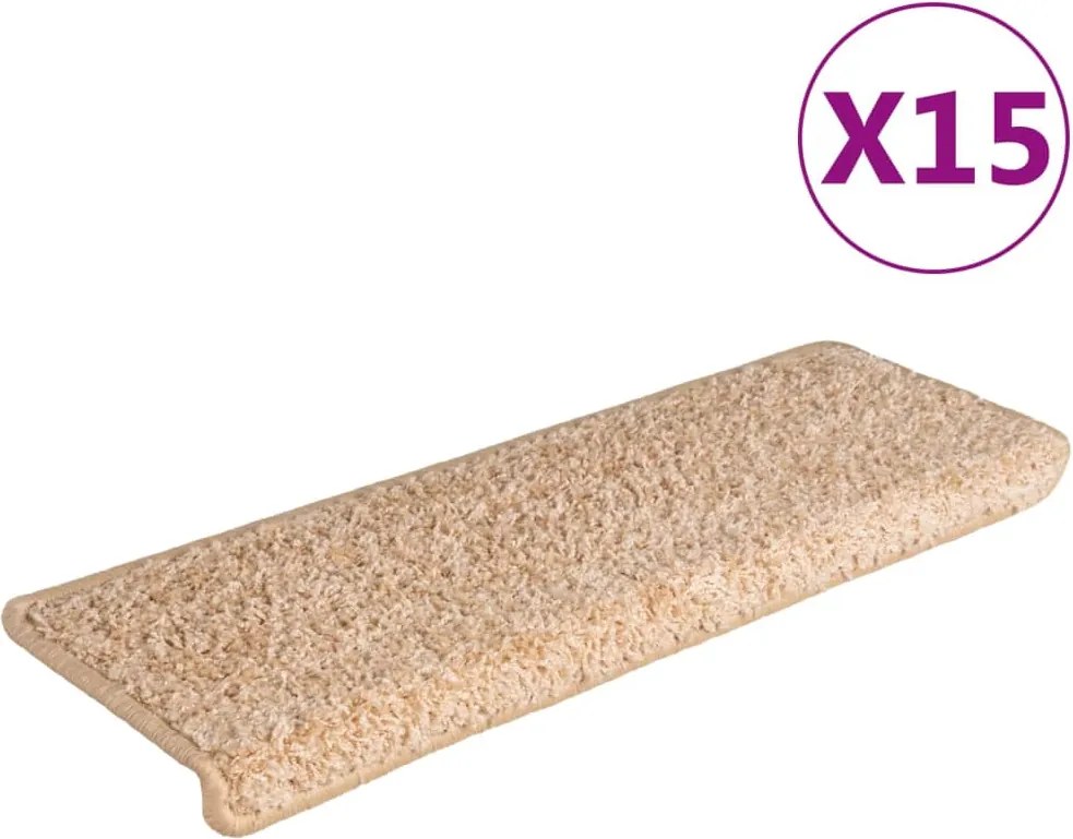 vidaXL 15 db lépcsőszőnyeg 65 x 21 x 4 cm arany téglalap alakú széllel