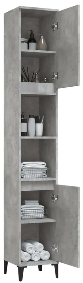 vidaXL betonszürke szerelt fa fürdőszobaszekrény 30 x 30 x 190 cm