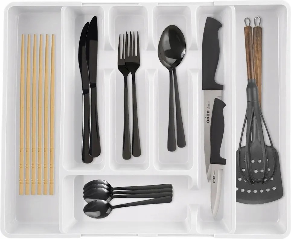 Evőeszköztartó Betét Fiókhoz Kihúzható Rendszerező Tároló Állítható Fehér