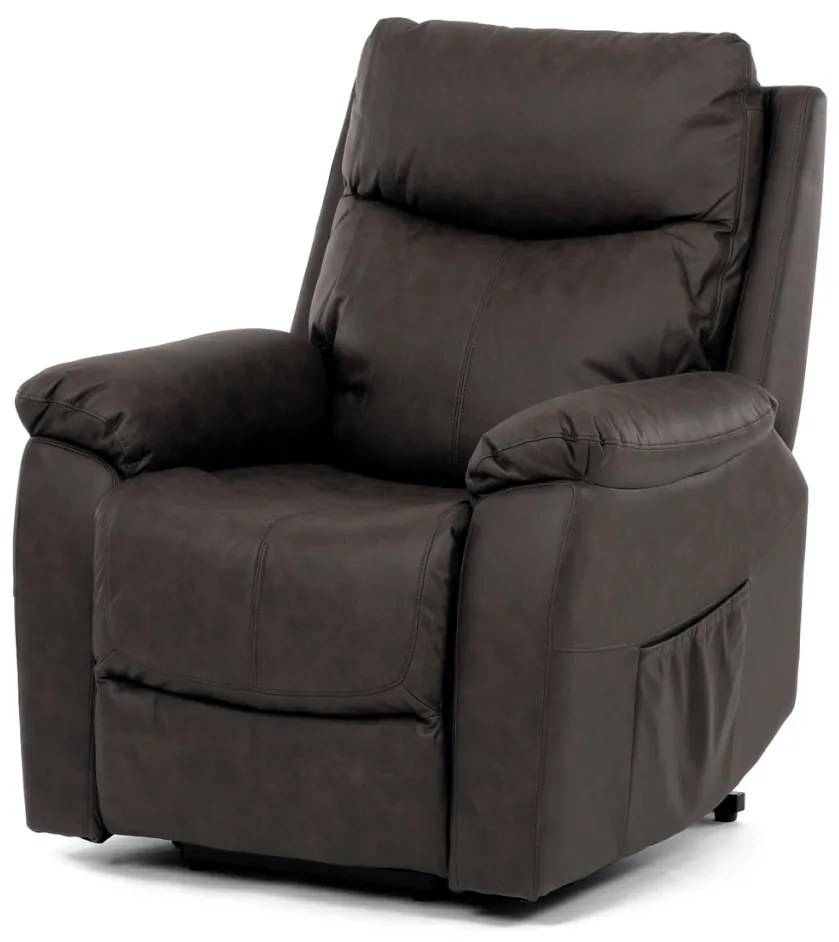 Fotoliu TV si Relax, electric, 3 motoare, stofă maro cu decor piele periată TV-5874