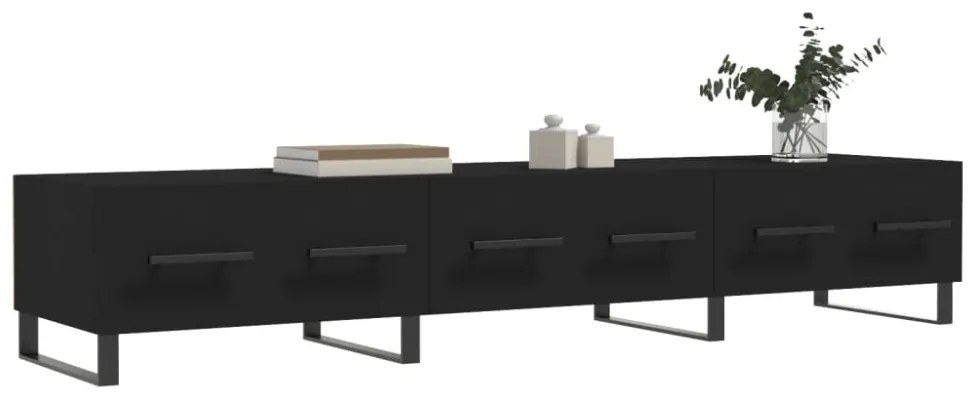 fekete szerelt fa TV-szekrény 150 x 36 x 50 cm