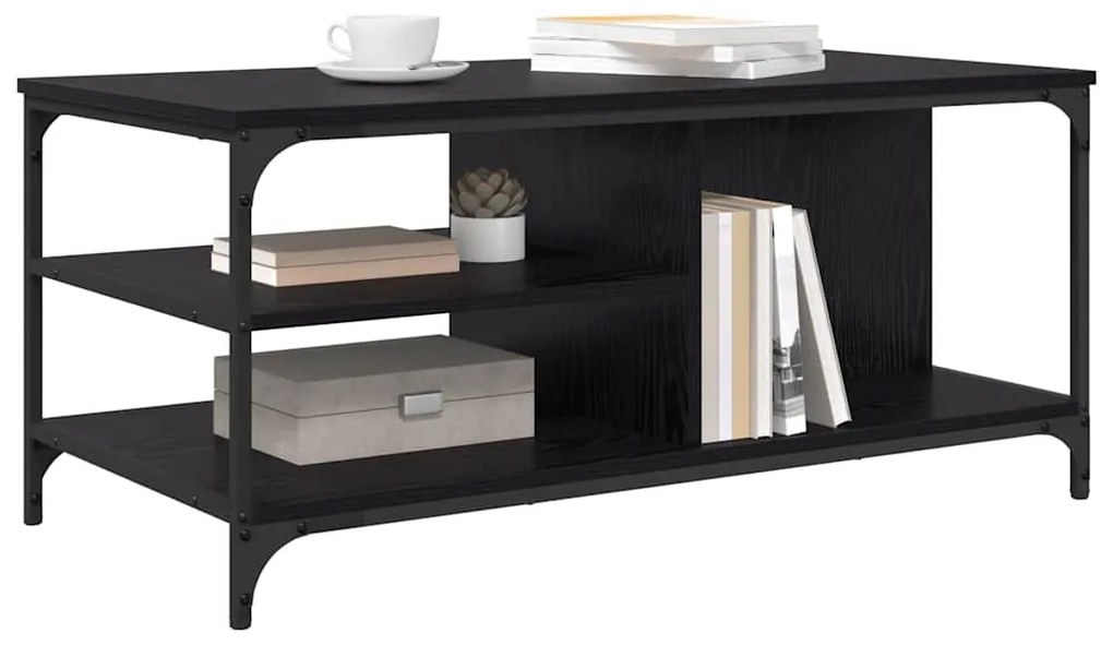 vidaXL Dohányzóasztal Fekete tölgy 100 x 50 x 45 cm Faanyag