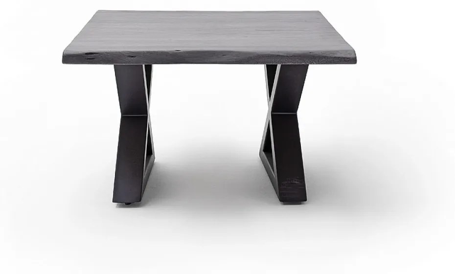 CARTAGENA dohányzó asztal akácfa 75x75cm - X alakú antracit szürke lábbal - Szürke