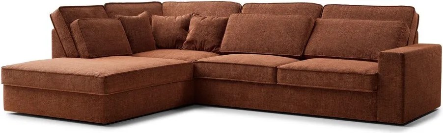 Rézszínű zsenília sarokkanapé (bal oldali-L alakú) Kirou – Maison de Rêve