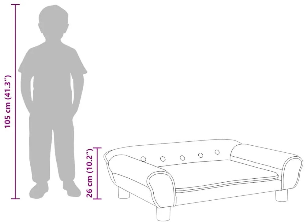 krémszínű bársony gyerekkanapé 70 x 45 x 26 cm