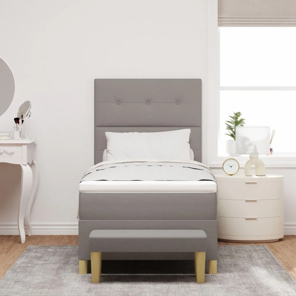 Boxspring Ágy Matraccal és Pad Taupe 90x190 cm Szövet