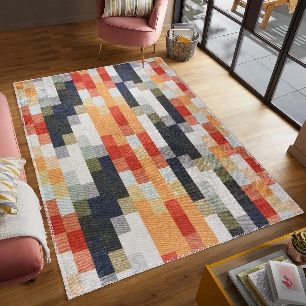 Narancssárga-szürke mosható szőnyeg 60x100 cm Blocks of Fun – Vitaus