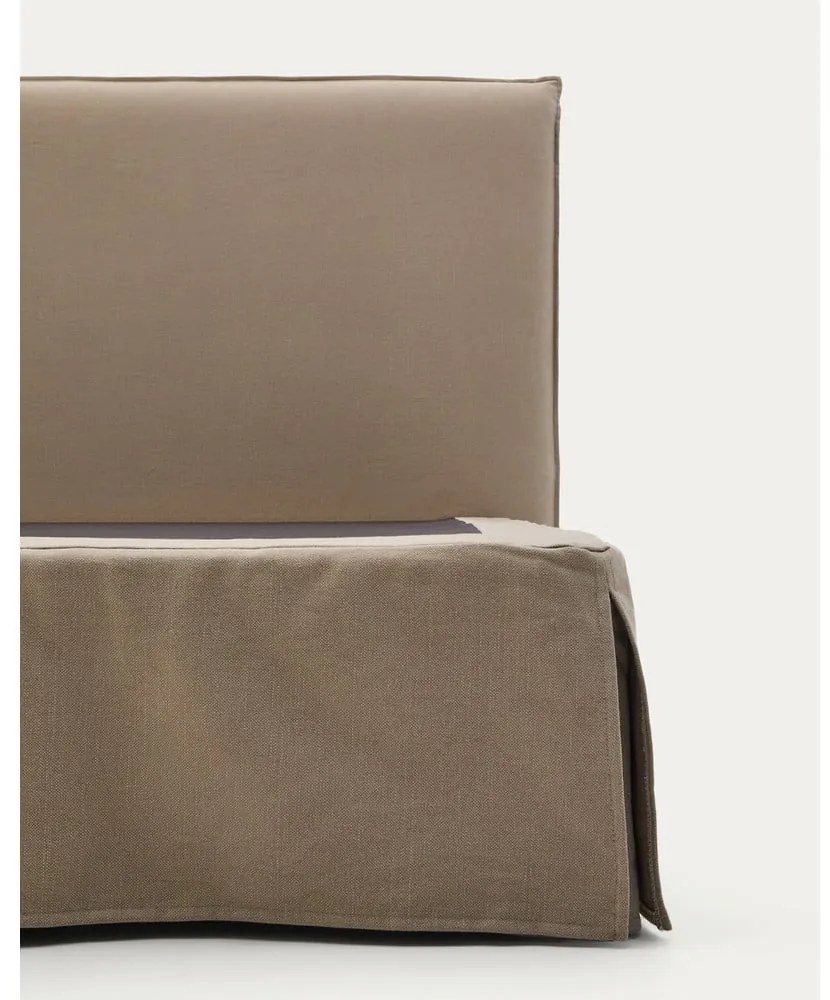 Szürkésbarna kárpitozott franciaágy 180x200 cm Jaira – Kave Home