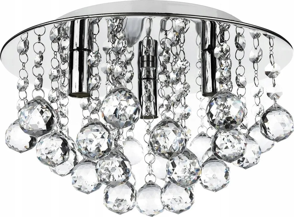 Mennyezeti Lámpa Csillár Függő Kristály Plafon Króm x3 Led