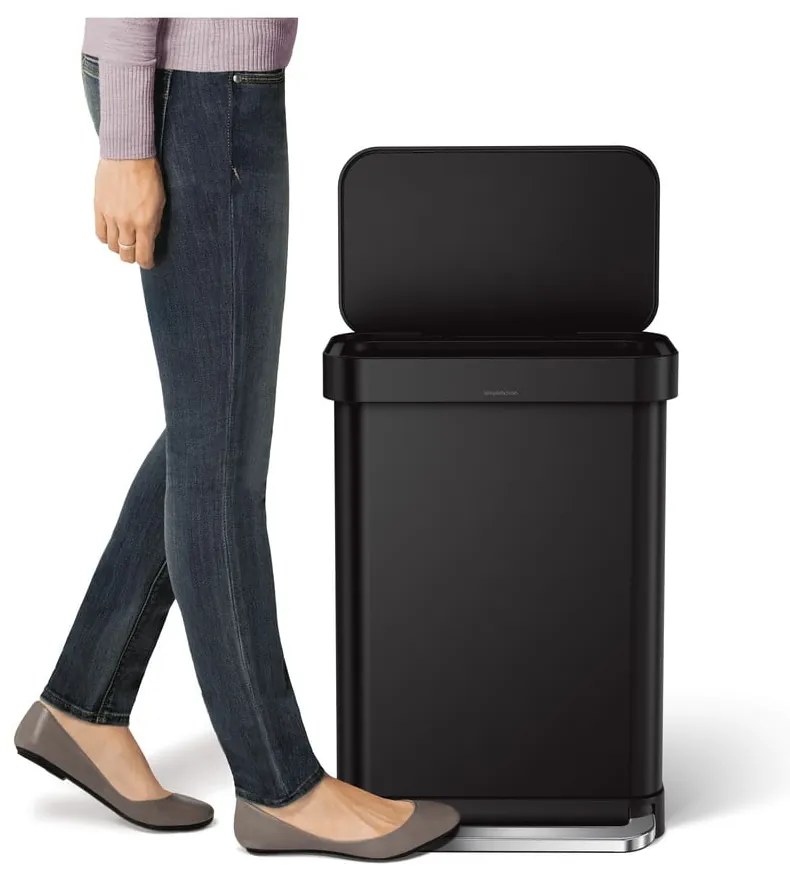 Matt fekete acél pedálos szemetes 55 l – simplehuman